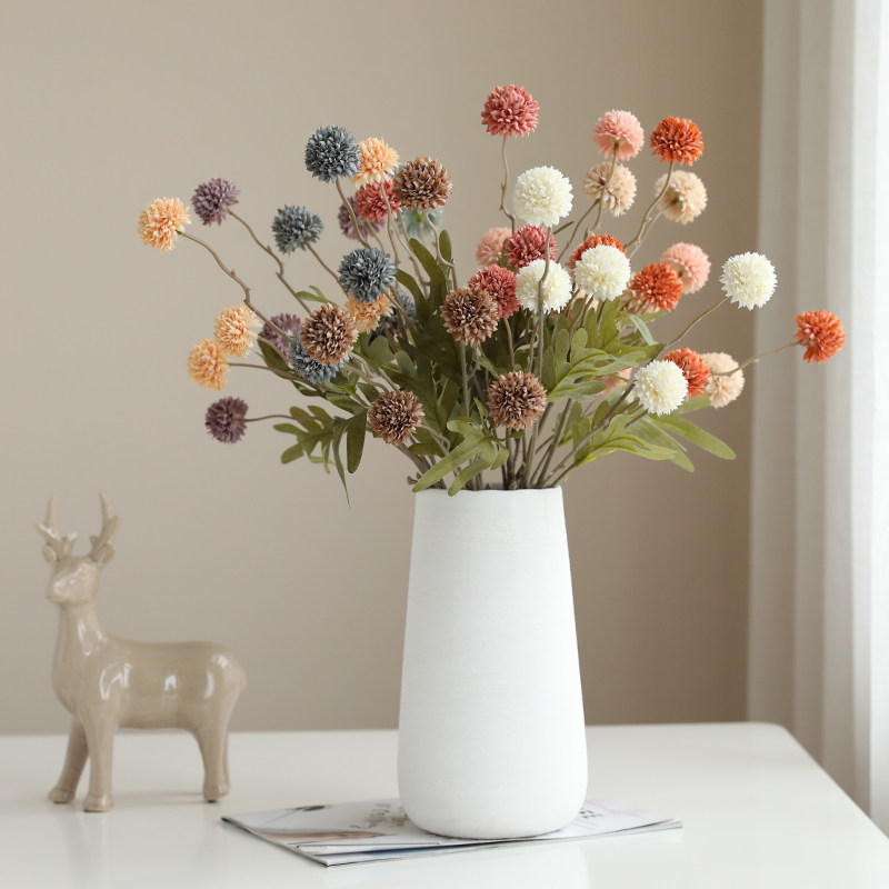 Taihuan 5 Autumn Color Dandelion Simulation Flower Bouquet Fake Flower Family Residence Decoration Table Living Room Swing Piece Furnishing Flower Arrangement