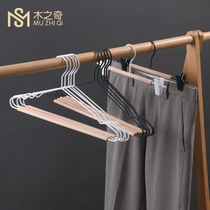Iron Wood hanger iron beech wood hanger Nordic style simple seamless hanger household clothes hanging designer clothes hanging