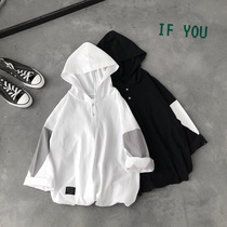 Hooded T-shirt womens short sleeve loose Korean version Harajuku summer sunscreen medium sleeve top 2021 new seven-point sleeve ins tide