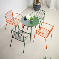 Nordic Minimalist Milk Tea Shop Iron Art Outdoor Table And Chairs Combined Garden Terrace Art Casual Chair Subbalcony Three Sets