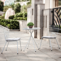Nordic minimalist iron art marble outdoor table and chairs Combined courtyard One table Two chairs Milk Tea Table And Chairs Balcony Leisure Chair