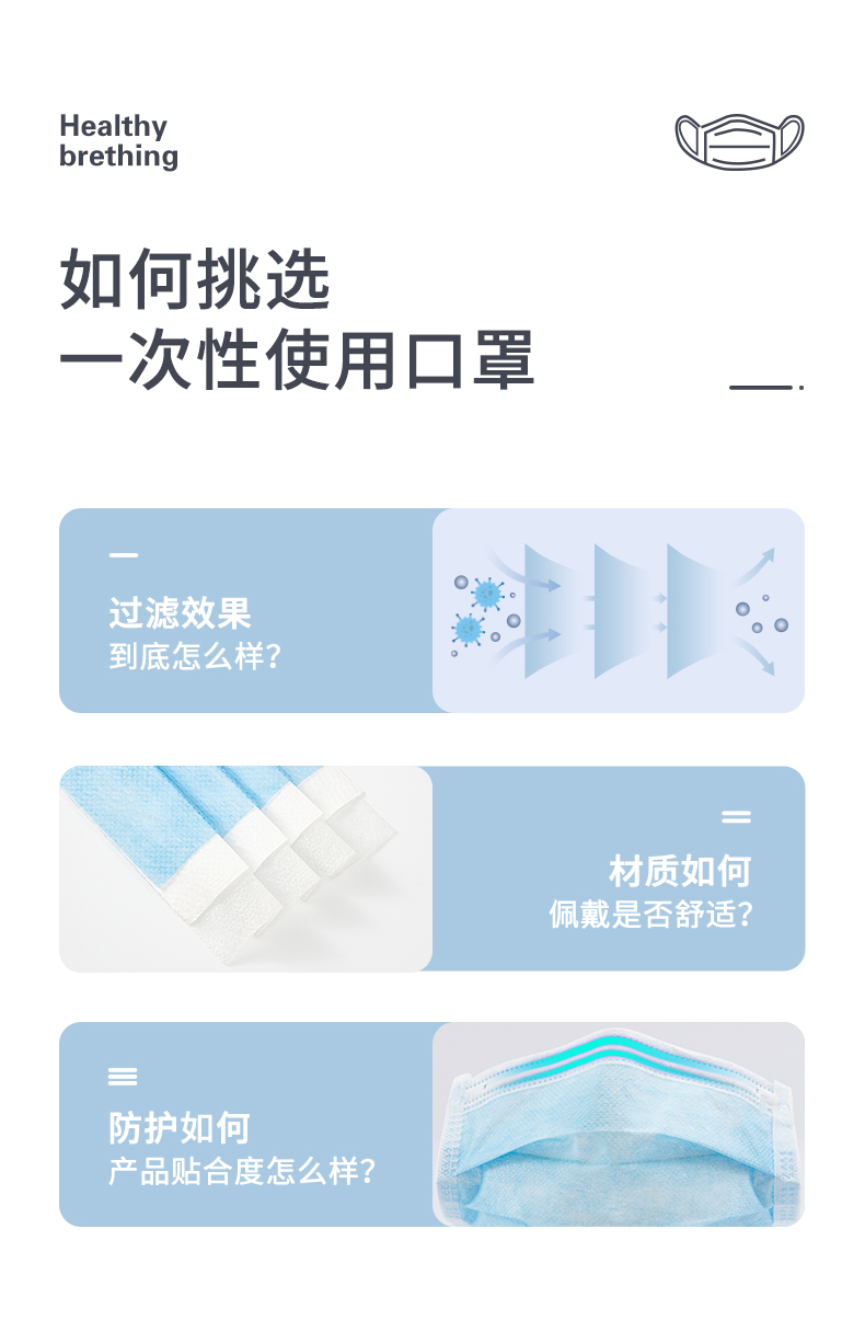 科西诺 一次性三层含熔喷层口罩 50只 图3