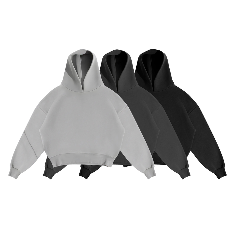 【700G Heavyweight】Simple Solid Color Short Boxy Sweatshirt, Unisex, Trendy Brand Cleanfit Hooded Top