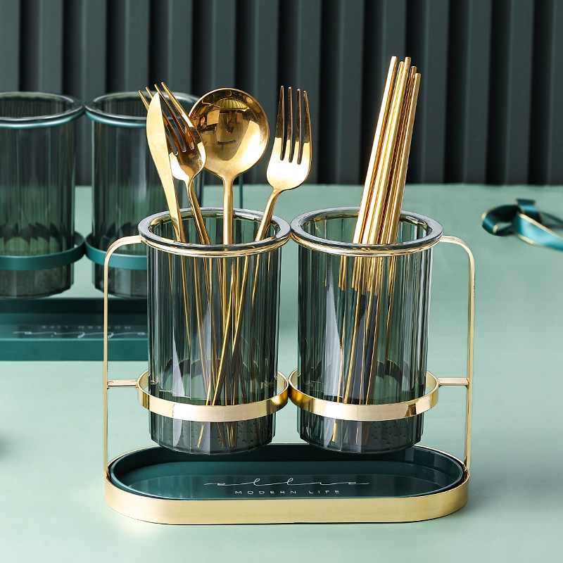 Light luxury household chopstick basket shelf chopstick barrel cage drain kitchen chopsticks chopstick cage spoon storage box Nordic