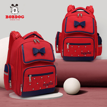 Babu bean elementary school girl princess school bag bow 1-3-6 grade spine protection decompression load reduction lightweight new