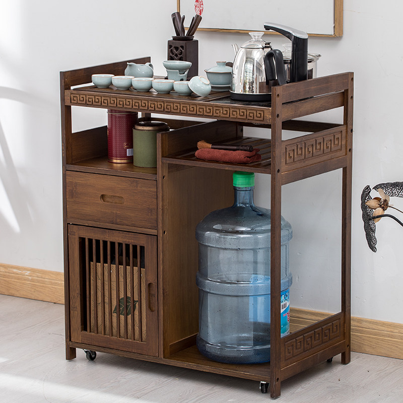 Removable Small Tea Cabinet Burning Kettle Integrated Tea Table Solid Wood Tea Tea Tray Tea Tray Tea Set Tea Water Rack Tea Table Side Cabinet