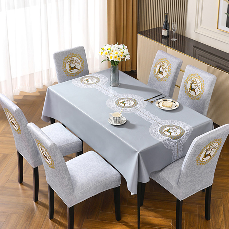 Light extravagant High sense chair cover stool cover table cloth free of washing waterproof and anti-heat and anti-burn suit table tablectable cloth table cushion-Taobao