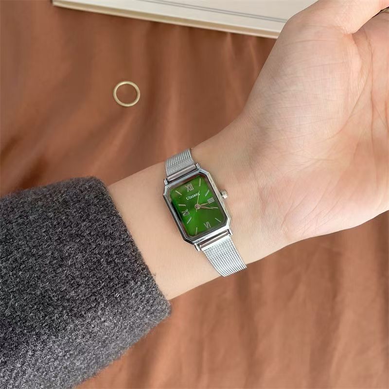 Square Steel Mesh Strap Watch for Women ins British Style Student Niche Light Luxury Simple Temperament Casual Forest Style Analog Watch