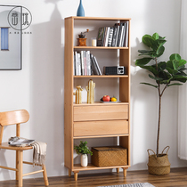 Solid wood bookshelf shelf Floor-to-ceiling combination bookcase Simple household student bookcase Nordic living room storage display rack