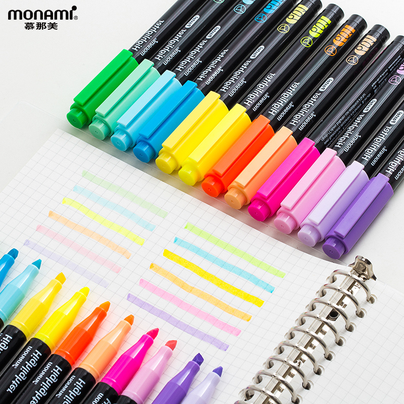Münnami flagship store South Korea monami fluorescent marker pen student used to take notes Divine Instrumental Color pen coarse scratches with no color fade color dark colored mousse Mack pen cap dress