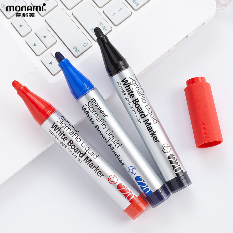 Mune Beauty Korea Monami Import 2 0mm Large Capacity Straight Liquid Type Water-based Whiteboard Writing Pen Teacher Student Color Stark Writing Fluency 3 Color Optional Easy To Write Easily 220 Mumami