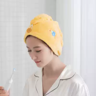 Dry hair cap super absorbent quick-drying Lady cute Korean coral velvet thickened Net red triangle shower cap headscarf