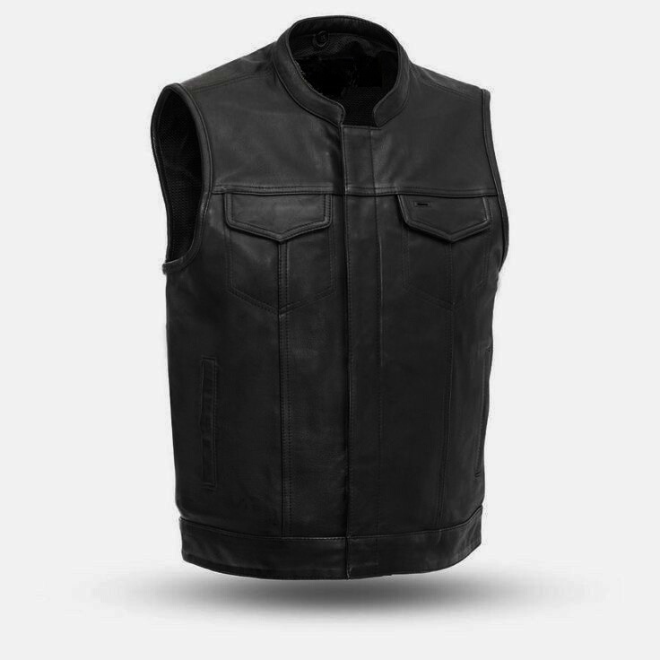 Metal Heart Imported Pebbled Leather Motorcycle Stand-Up Collar Vest Leather Jacket Top Layer Black Harley Indian