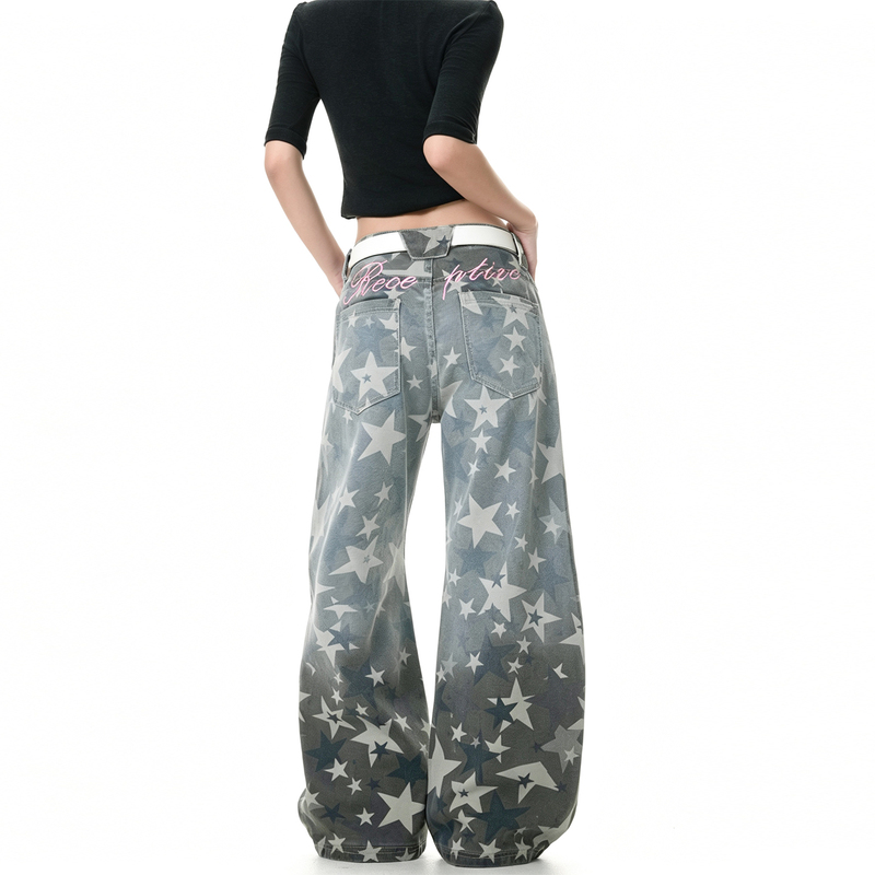 Freemary【Pink Embroidery】Original Star Pants Camouflage Cargo Pants Jeans Slimming Narrow Version Scimitar Pants Freemary【Pink Embroidery】Original Star Pants Camouflage Cargo Pants Jeans Slimming Narrow Version Scimitar Pants