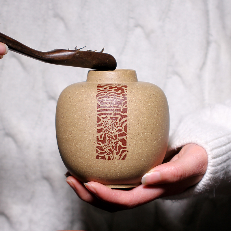 Pot LeHuihui Tea Leaf Jars Tea Bin Black Tea Pu'er Wake-up Tea Pot Tea Case Purple Sand Section Clay Tea Cylinder Tea Tea Vat