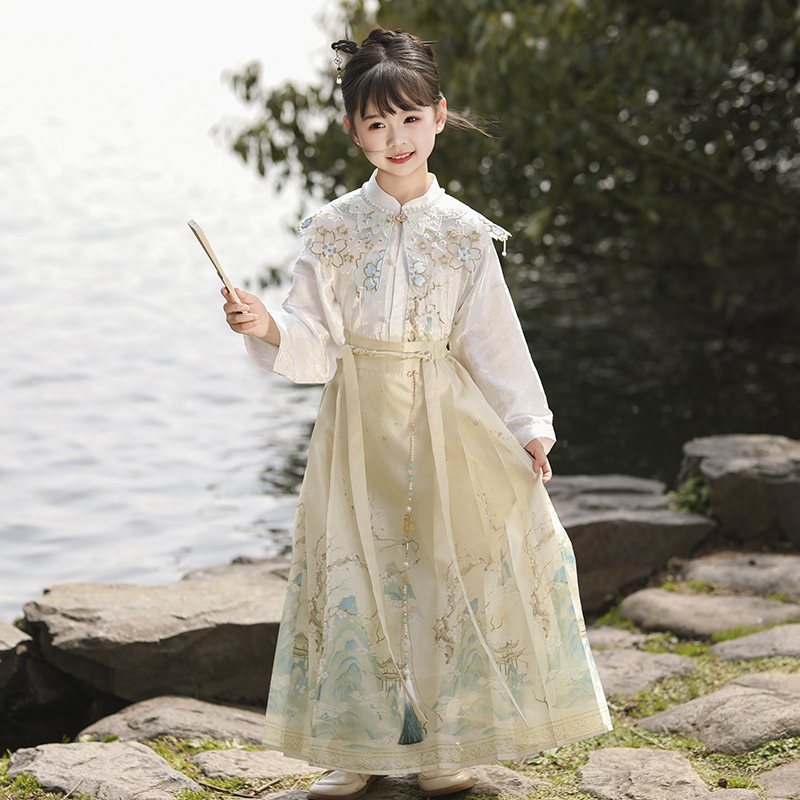 Children's Mamian Skirt 2026 New Style Set, Girls' Hanfu, New Chinese Style, Traditional Chinese Style, Tang Suit, High-End Traditional Clothing, Spring Outfit