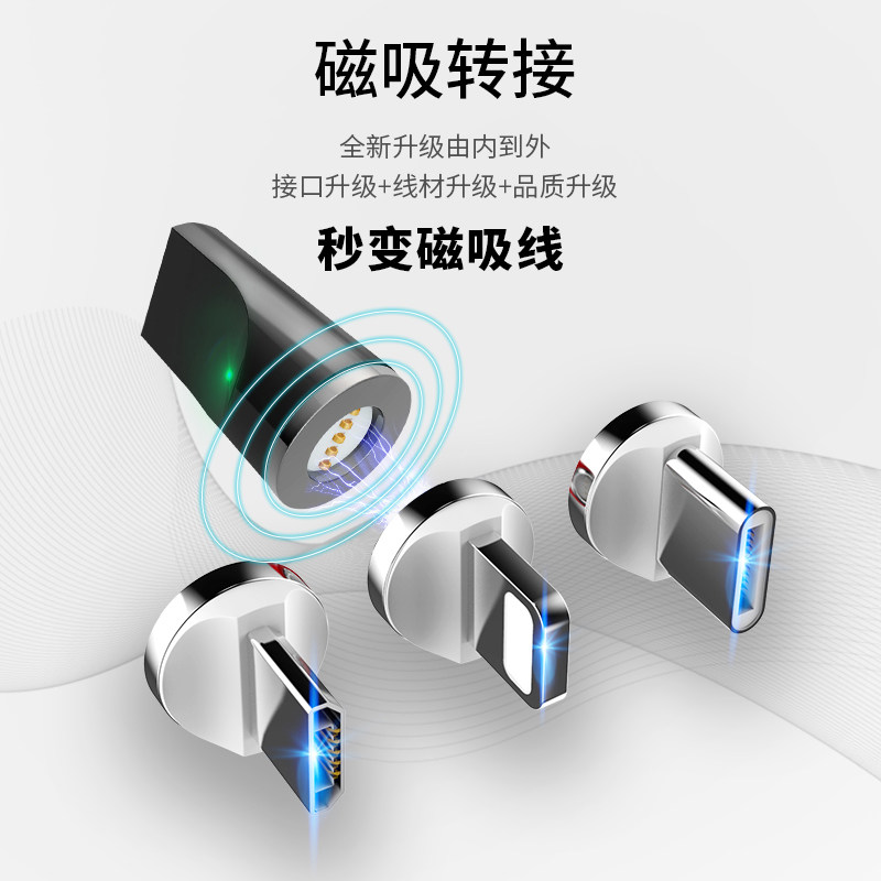 Olampoan Android conversion Apple plug adapter Powerful Magnetic Attraction Data Wire Transfer Fast Charging applicable iPhone Phone Apple 11 8 6 Charging XR Magnetic 7plus conversion 8p 6