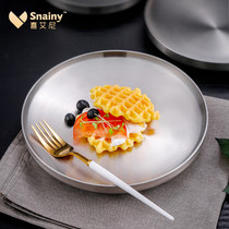 Double insulation 304 stainless steel plate disc household thickened dish plate Korean barbecue plate Steak Western plate
