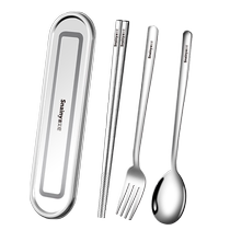 Chopsticks and spoon set 316 stainless steel portable tableware student school dedicated one-person tableware storage box