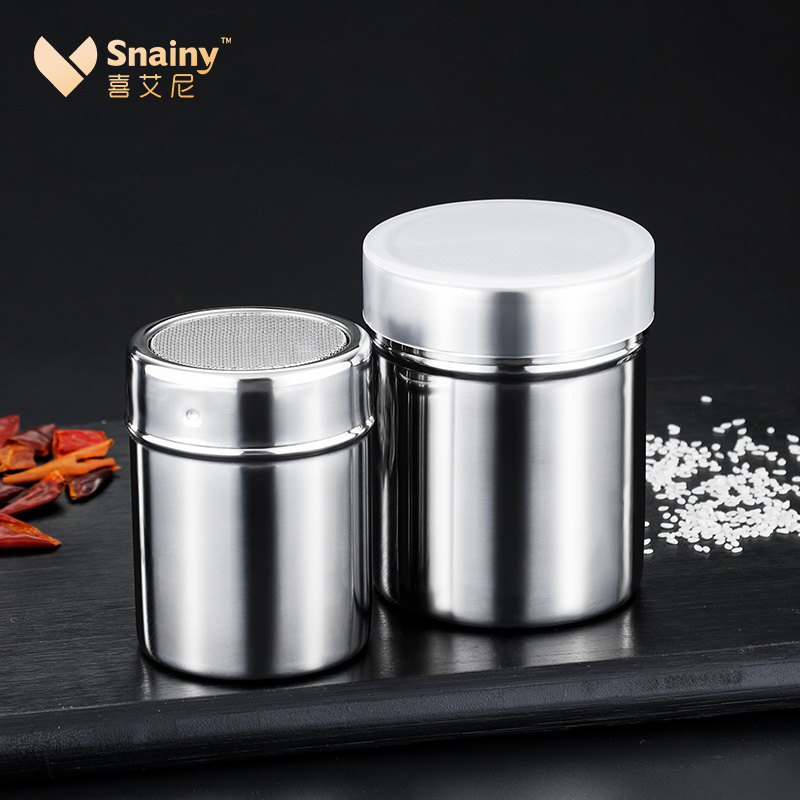 304 Stainless Steel Sprinkled Powder Tank Home Kitchen Barbecue Powder Chili Pepper Powder Jars Powder Tank Sprinkler Powder