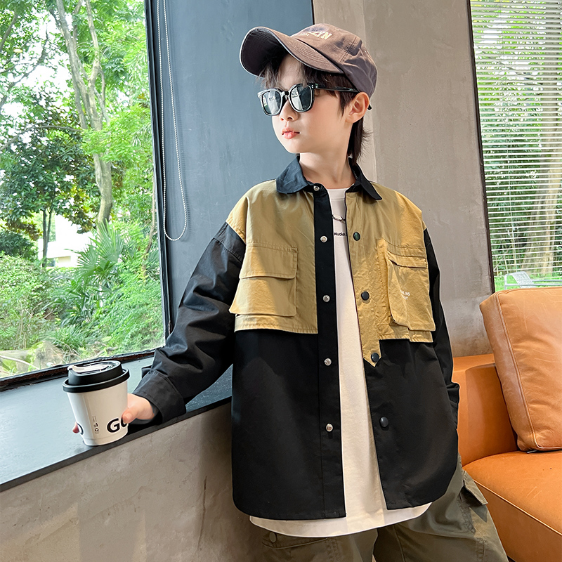 Children's clothes boy autumn clothes shirt jacket Spring and autumn money 2023 new big boy boy autumn clothes wave handsome gas-Taobao