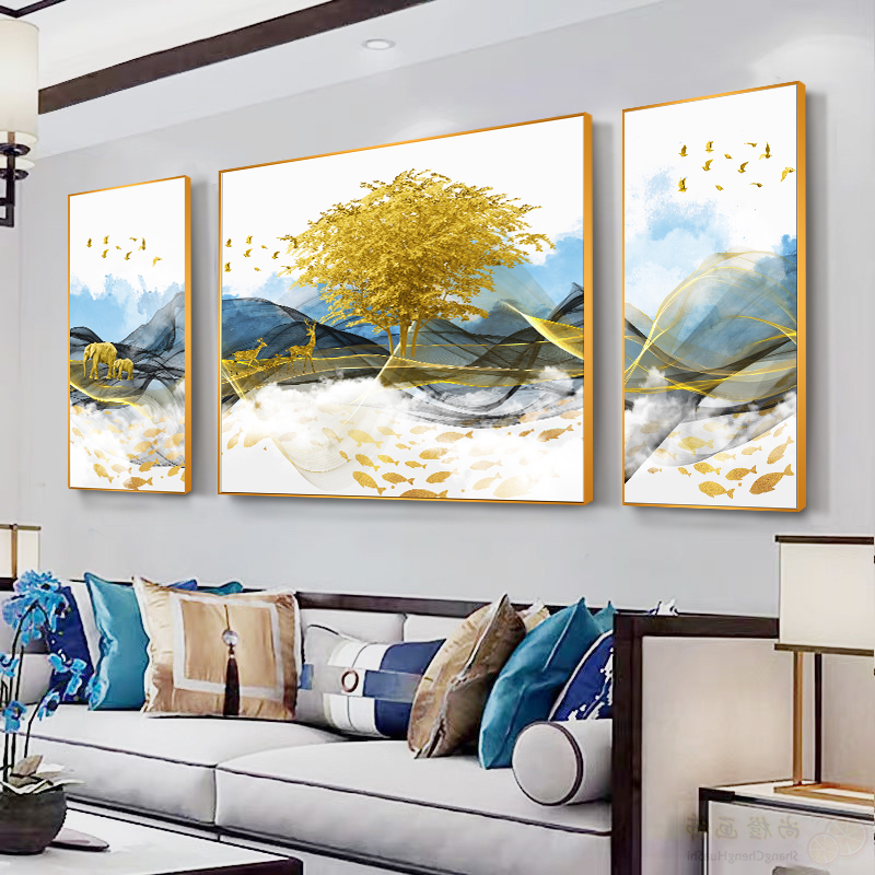 New Chinese style living room decoration painting modern minimalist sofa background wall painting landscape painting office painting crystal porcelain painting