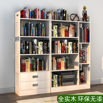 Home household students and children solid wood bookshelves on the whole wood painting of this shelf of log shelves desk combination cabinet