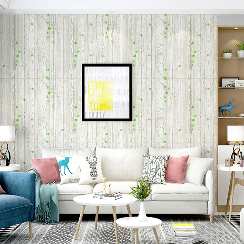 Wallpaper self-adhesive 3d three-dimensional wall stickers wood grain waterproof and moisture-proof bedroom living room background wall skirt decorative foam stickers