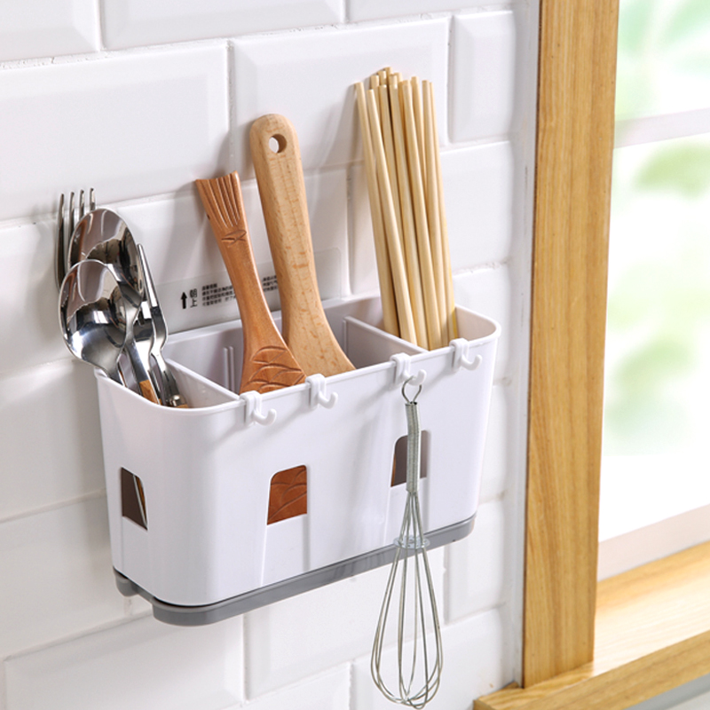 Chopsticks rack wall-mounted household multi-function draining rack chopsticks rack creative kitchen chopsticks rack free punch