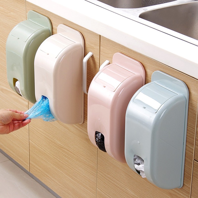 Kitchen garbage bag storage artifact creative wall hanging free hole plastic bag storage box plastic bag box