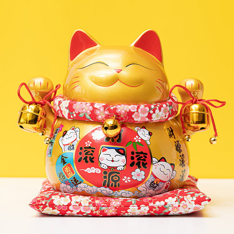 Golden Lucky Cat Ornament Size Fortune Cat Ceramic Japanese Saving Money Deposit Box Store Opening Creative Gift