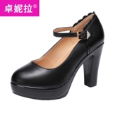 Ципао для матери, манекен головы, высокие водонепроницаемые туфли на высоком каблуке на платформе, черная обувь, для среднего возраста, из натуральной кожи