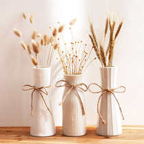 White vase wheat flower arrangement living room decoration natural dried flower vase bouquet bouquet simple modern home furnishings