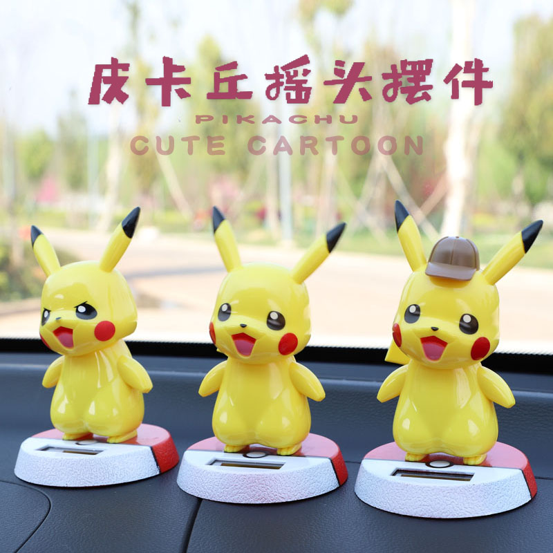 Solar Pikachu shakes head of chariot cartoon model car interior animation instrument decoration