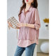 Pink fake two-piece chiffon shirt female spring and autumn 2023 new European goods loose foreign style long-sleeved polo collar top