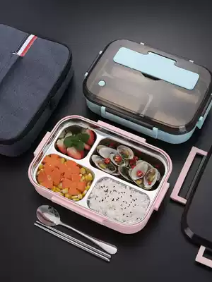 304 stainless steel lunch box Office workers separable portable lunch box Children primary school students anti-scalding with lid insulation grid