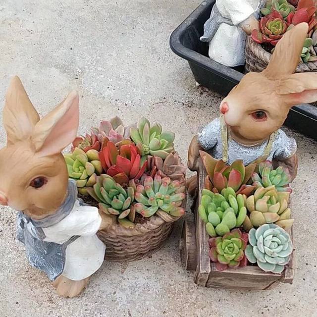 Large creative cute size rabbit succulent flower pot wind home decoration living room moon crafts gardening ornaments