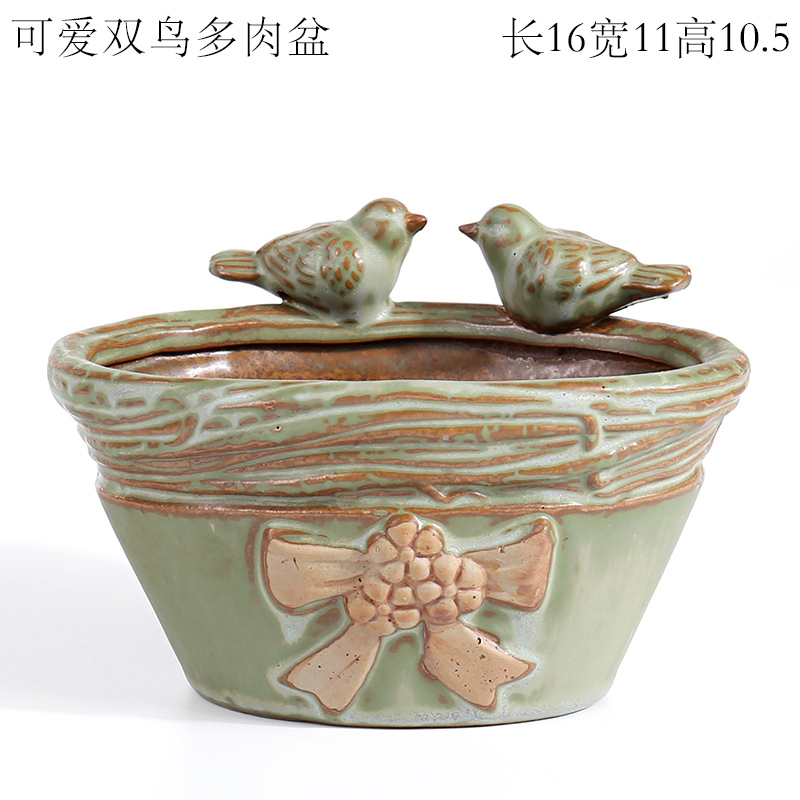 Restore ancient ways small animals elongated fleshy flowerpot ceramic platter old running the fleshy plant a flower pot special offer a clearance package mail