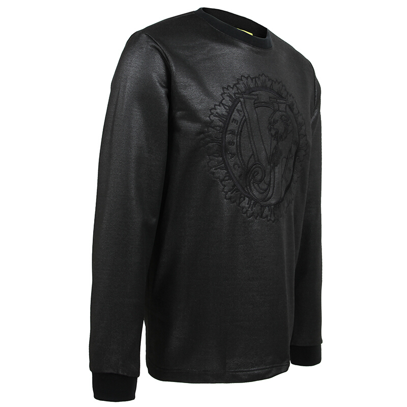 Versace Versace Versace nam Đen thêu Logo Long Sleeve T 桖 Veiwear B7GOB7F 713.710 899.