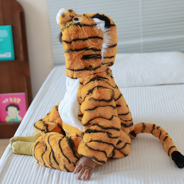 Baby jumpsuit animal clothing tiger clothes children's pajamas thickened baby crawling clothes going out clothes autumn and winter clothes