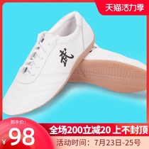 Wu impression Tai Chi shoes Soft cow leather beef tendon bottom spring and summer womens practice shoes Mens Tai Chi sneakers martial arts shoes