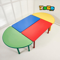 Tonggong Kindergarten Table And Chairs Fire Protection Board Semicircle Table Children Study Table Lift Adjustment Can Parquet Practical Games Table