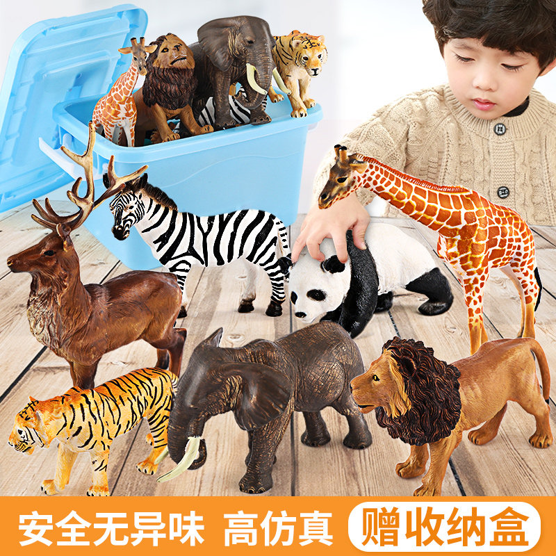 Simulation Animal Models Suit Children Dinosaur Toys Tiger Lions Elephant giraffes Giant Panda Crocodile Wild