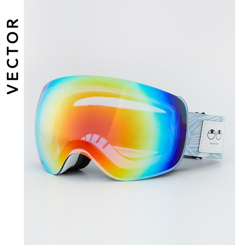 VECTOR children ski mirror double layer anti-fog lenses parent-child large spherical cocked myopia-protection skiing glasses