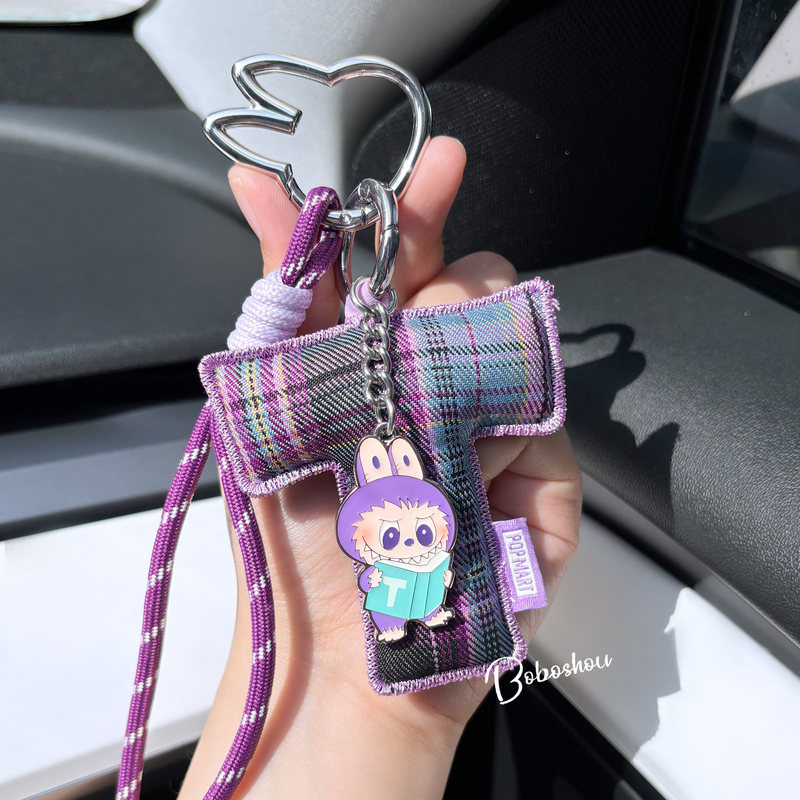 Bubble Mart Labubu Keychain Ring Chain Rope Letter Bag Pendant High-End Accessories for Girls