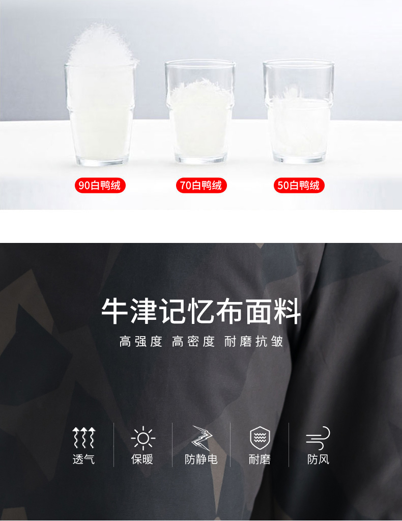 雅鹿 男士 休闲运动 迷彩羽绒裤 图4