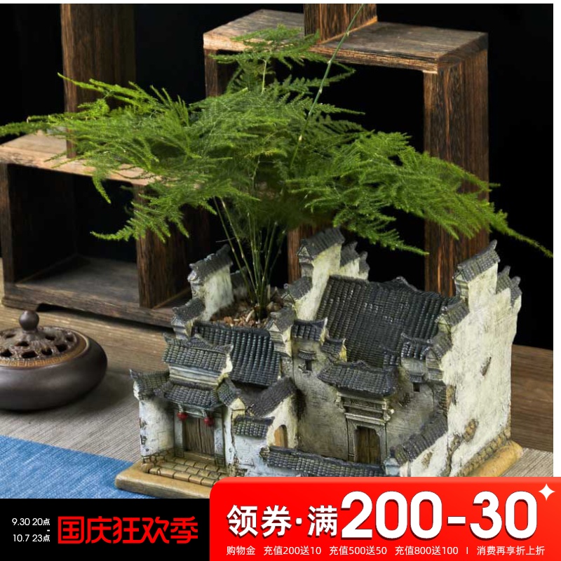 Chinese Zen ornaments, retro architectural model, wine cabinet, tea table, tea table, tea room, home decoration, Chinese style decorations