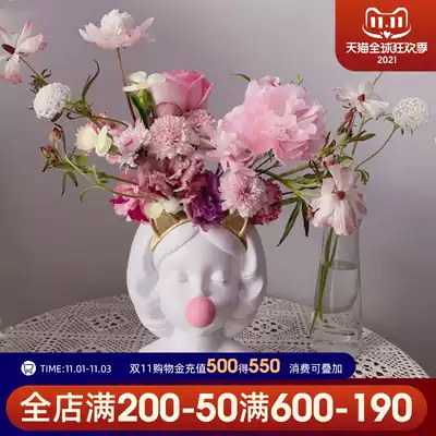 Nordic creative hydroponic vase living room table ornaments flower arrangement simulation flower hydroponic flowers household face bottle decoration