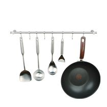 Solid 304 stainless steel kitchen hooks wall-mounted movable hooks spatula kitchen utensil hanging rod hardware cabinet pendant