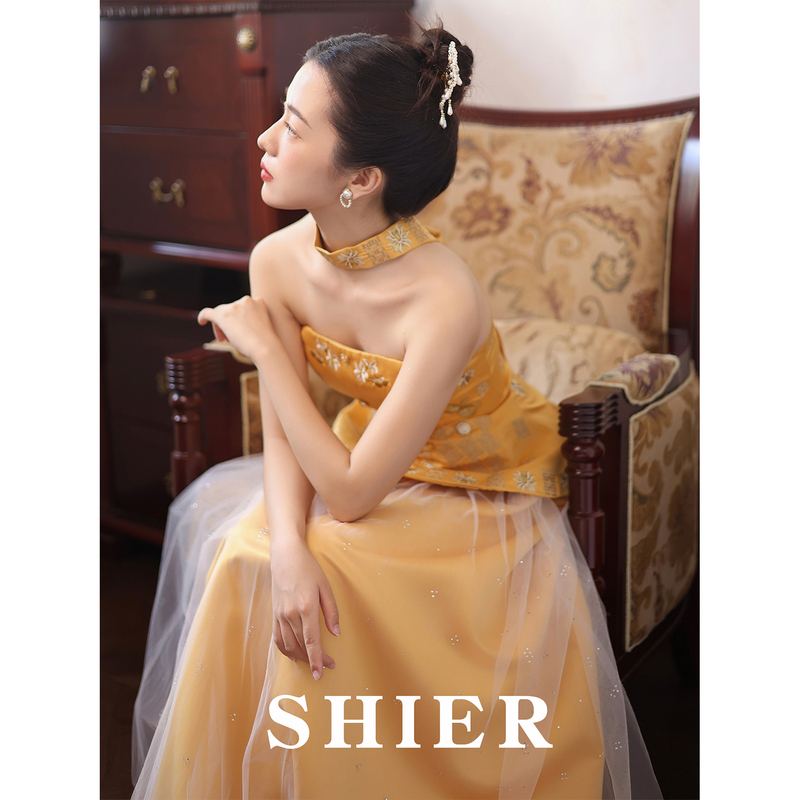 Shier New Chinese Style National Style Embroidered Bridal Dressing Robe High-End Toast Wear Wedding Engagement Dress Set